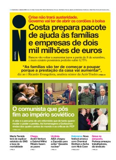 Capa Jornal i quinta-feira, 01 / setembro / 2022