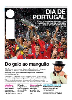 Capa Jornal i segunda-feira, 10 / junho / 2019