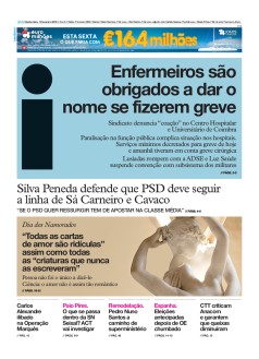 Capa Jornal i quinta-feira, 14 / fevereiro / 2019