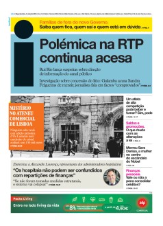 Capa Jornal i segunda-feira, 14 / outubro / 2019