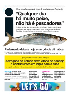 Capa Jornal i quarta-feira, 15 / maio / 2019