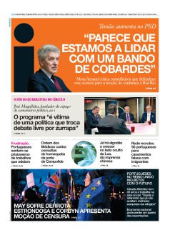 Capa Jornal i quarta-feira, 16 / janeiro / 2019
