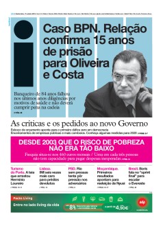 Capa Jornal i quinta-feira, 17 / outubro / 2019