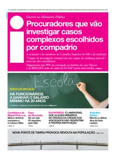 Capa Jornal i ter�a-feira, 19 / novembro / 2019
