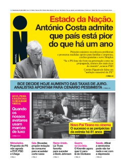 Capa Jornal i quinta-feira, 21 / julho / 2022