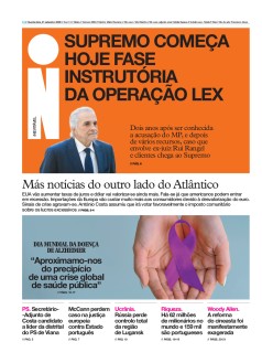 Capa Jornal i quarta-feira, 21 / setembro / 2022