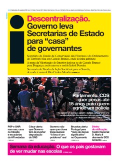 Capa Jornal i quinta-feira, 21 / novembro / 2019