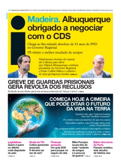 Capa Jornal i segunda-feira, 23 / setembro / 2019
