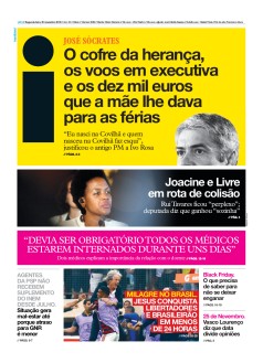 Capa Jornal i segunda-feira, 25 / novembro / 2019