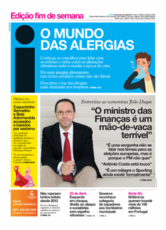 Capa Jornal i sexta-feira, 26 / abril / 2019