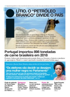 Capa Jornal i segunda-feira, 26 / agosto / 2019