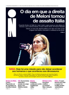 Capa Jornal i segunda-feira, 26 / setembro / 2022