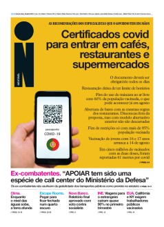 Capa Jornal i quarta-feira, 28 / julho / 2021