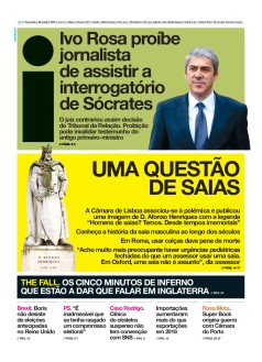 Capa Jornal i ter�a-feira, 29 / outubro / 2019