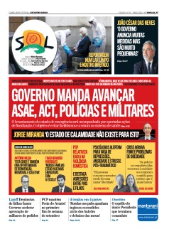 Capa Jornal Nascer do Sol sexta-feira, 01 / maio / 2020