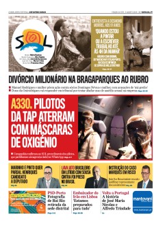 Capa Jornal Nascer do Sol s�bado, 03 / agosto / 2019