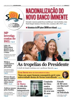 Capa Jornal Nascer do Sol s�bado, 07 / janeiro / 2017