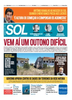 Capa Jornal Nascer do Sol s�bado, 07 / agosto / 2021