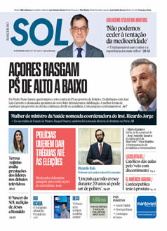 Capa Jornal Nascer do Sol sexta-feira, 09 / fevereiro / 2024