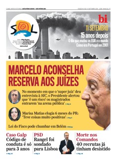 Capa Jornal Nascer do Sol s�bado, 10 / setembro / 2016