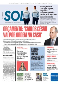 Capa Jornal Nascer do Sol sexta-feira, 11 / outubro / 2024