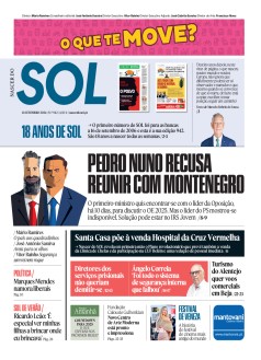 Capa Jornal Nascer do Sol sexta-feira, 13 / setembro / 2024