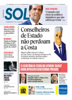 Capa Jornal Nascer do Sol sexta-feira, 15 / setembro / 2023