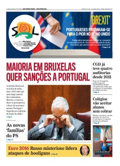 Capa Jornal Nascer do Sol s�bado, 18 / junho / 2016