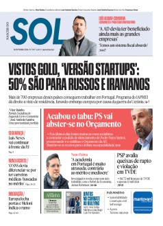 Capa Jornal Nascer do Sol sexta-feira, 18 / outubro / 2024