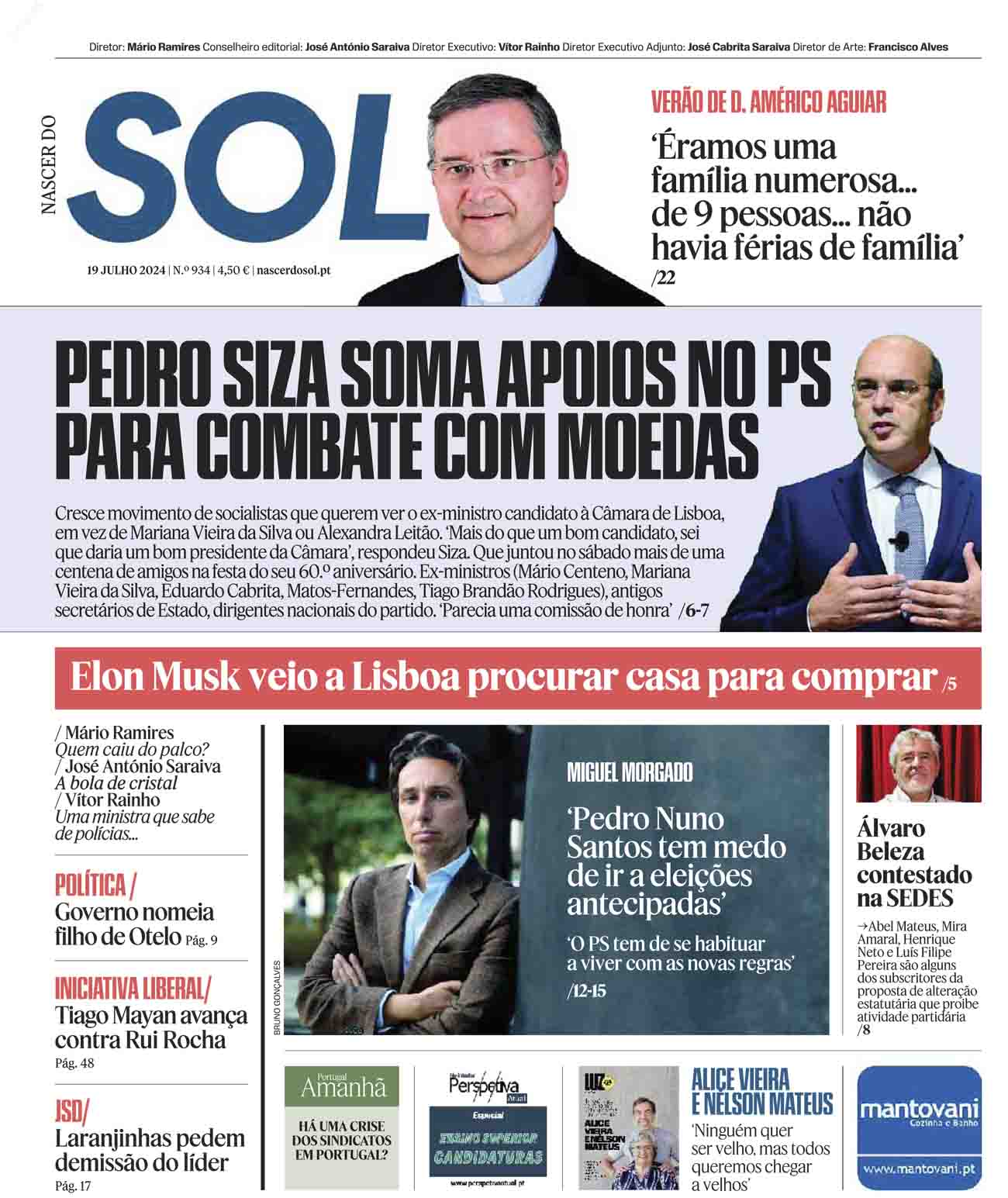 Capa Jornal Nascer do SOL - 19-07-2024