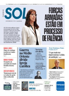 Capa Jornal Nascer do Sol sexta-feira, 20 / outubro / 2023