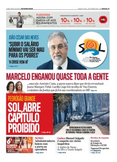 Capa Jornal Nascer do Sol s�bado, 22 / setembro / 2018