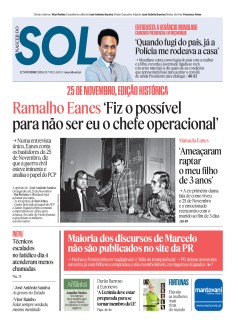 Capa Jornal Nascer do Sol sexta-feira, 22 / novembro / 2024