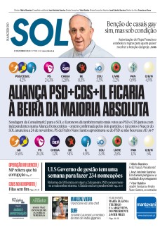 Capa Jornal Nascer do Sol sexta-feira, 22 / dezembro / 2023
