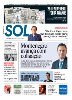 Capa Jornal Nascer do Sol sexta-feira, 24 / novembro / 2023