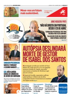 Capa Jornal Nascer do Sol s�bado, 25 / janeiro / 2020