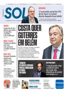 Capa Jornal Nascer do Sol sexta-feira, 27 / outubro / 2023
