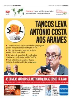 Capa Jornal Nascer do Sol s�bado, 28 / setembro / 2019