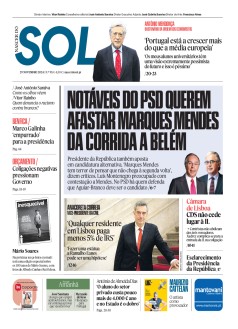 Capa Jornal Nascer do Sol sexta-feira, 29 / novembro / 2024