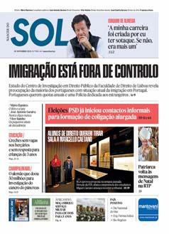Capa Jornal Nascer do Sol quinta-feira, 30 / novembro / 2023